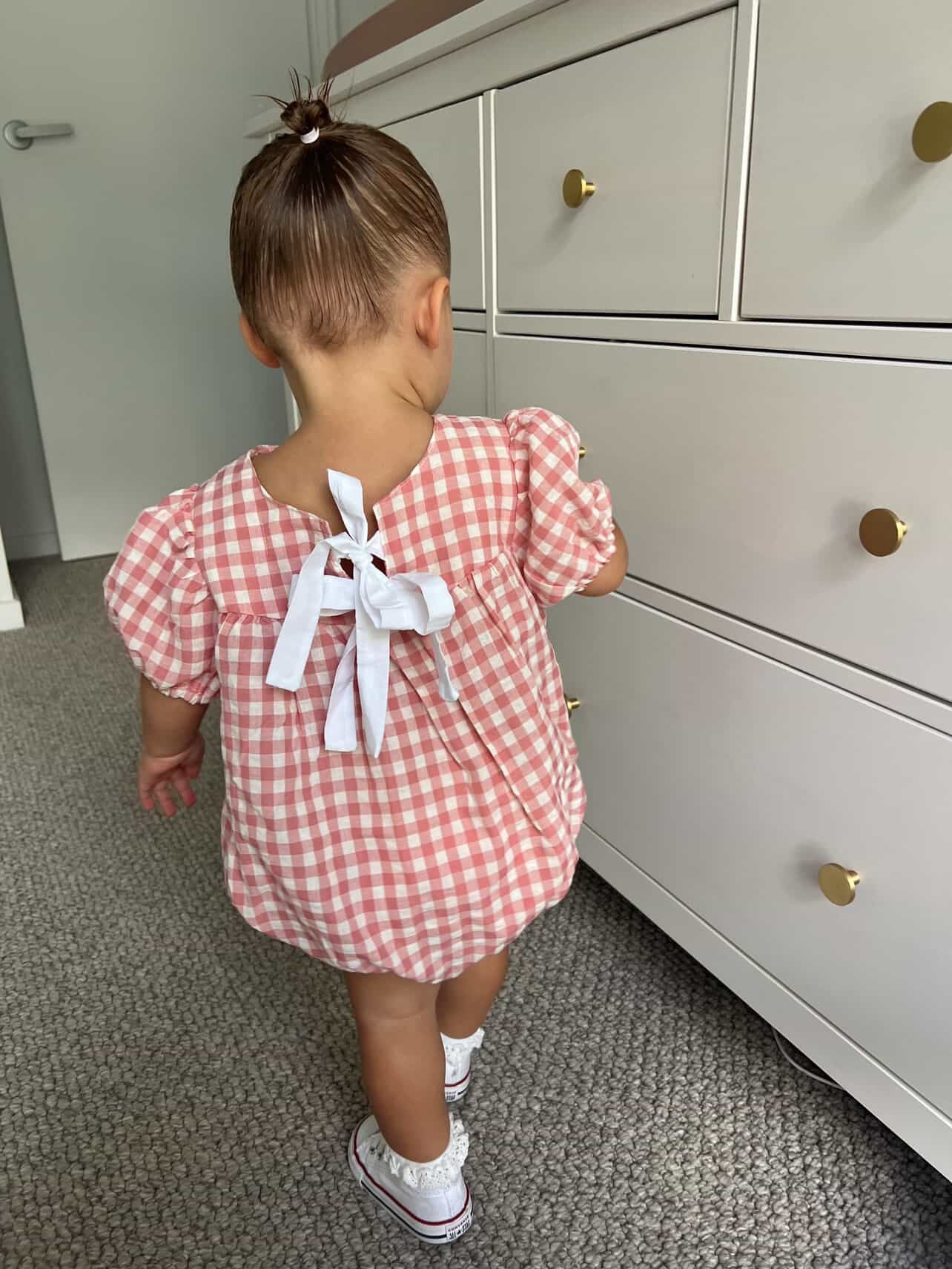 Bubble Bow Check Romper