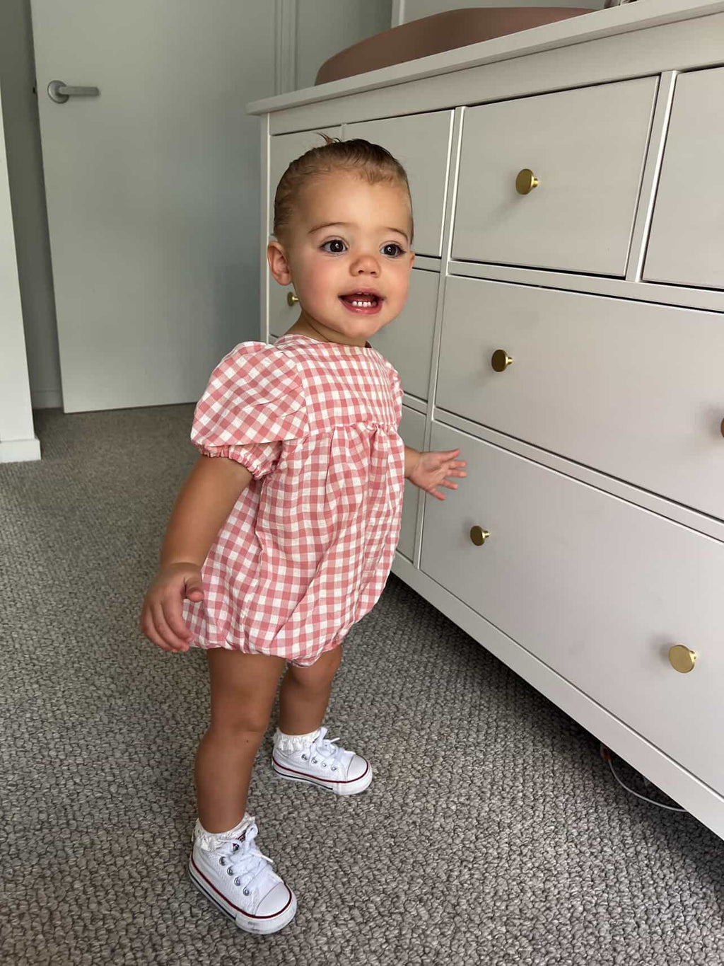 Bubble Bow Check Romper