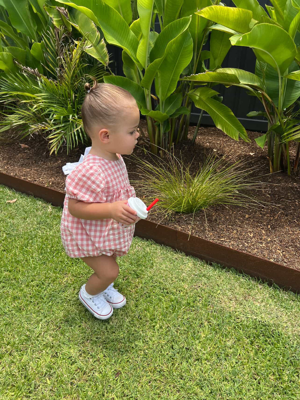 Bubble Bow Check Romper