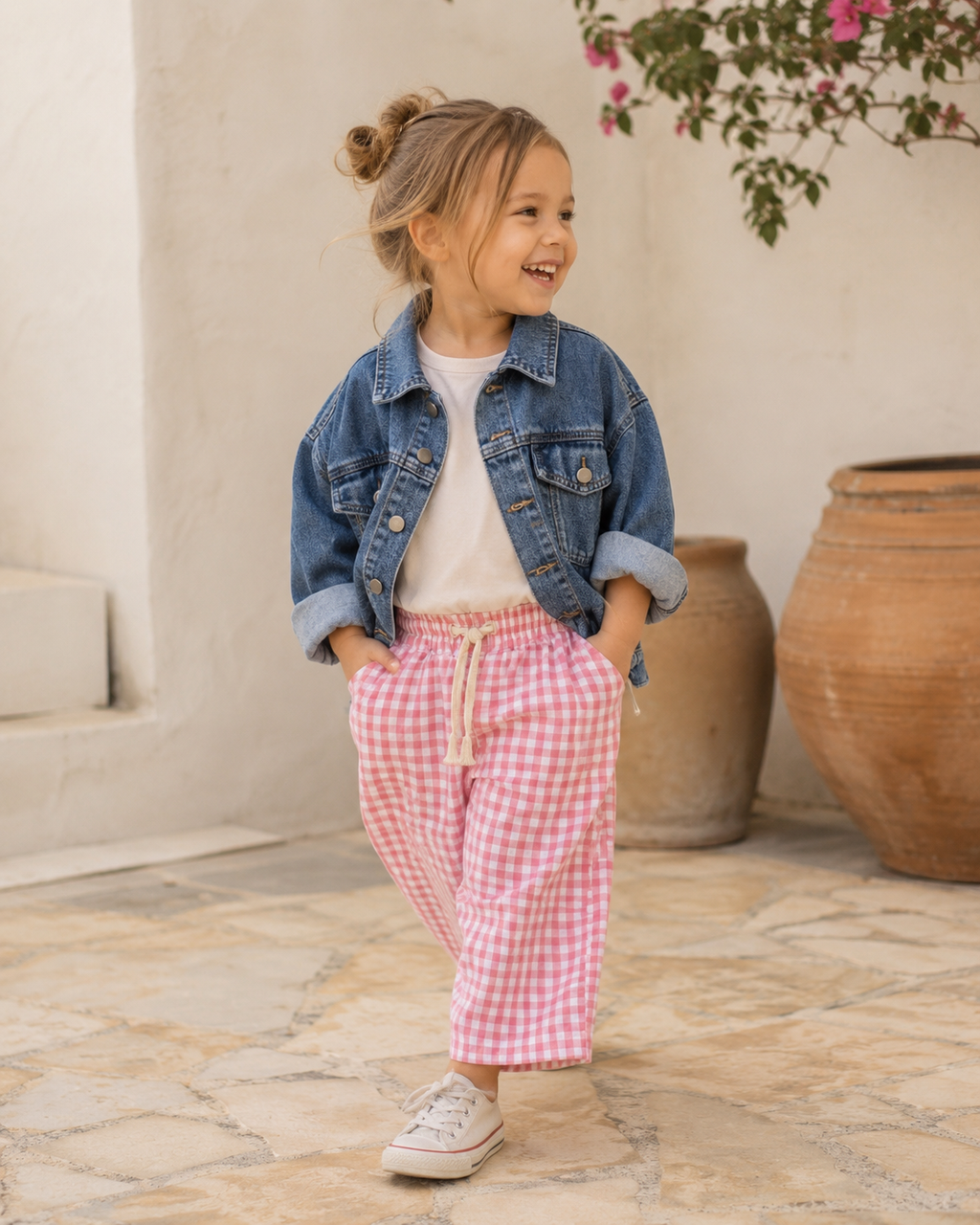 Gingham Wide Leg Pants